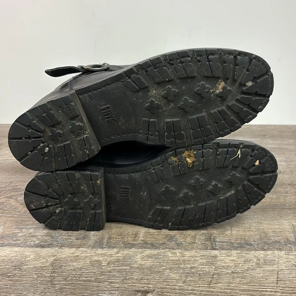 Frye Black Leather Mid-Calf Heeled Boots - Picture 6 of 10